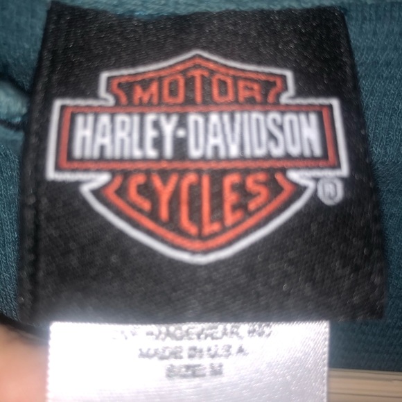 Blue/green Harley hoodie - Picture 4 of 4